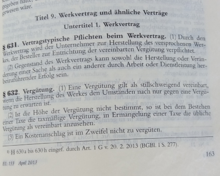 Vertragsrecht Vertrag Werkvertrag Abnahme Abnahmeprotokoll Änderung kaufmännisches Bestätigungsschreiben Firmen Baubranche Gesetzestext