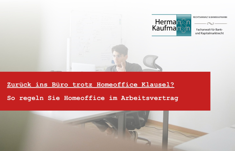 Rechtsanwalt Hermann Kaufmann beschreibt Homeoffice im Arbeitsvertrag klären: Rückkehr ins Büro, Direktionsrecht, betriebliche Übung. Mitbestimmung & Datenschutz – kompakt für Arbeitgeber.