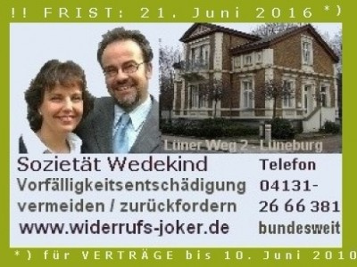ZDF: Letzte Chance zum Hauskredit-Widerruf. Achtung: Frist 20./21. Juni 2016. Textbaustein / Musterbrief für Widerrufsjoker